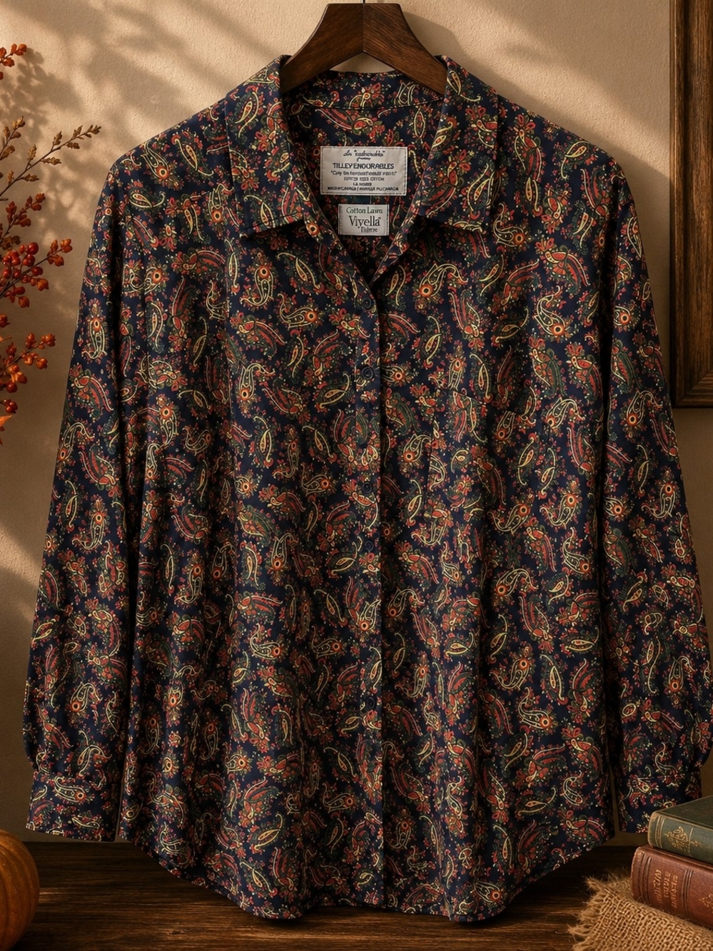 Tilley Endurables Viyella Paisley Cotton Shirt Made in Canada 26" PTP